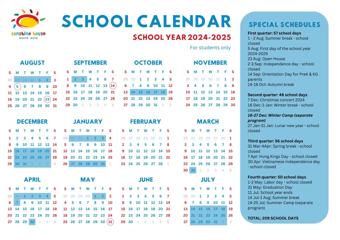 School calendar 20242025